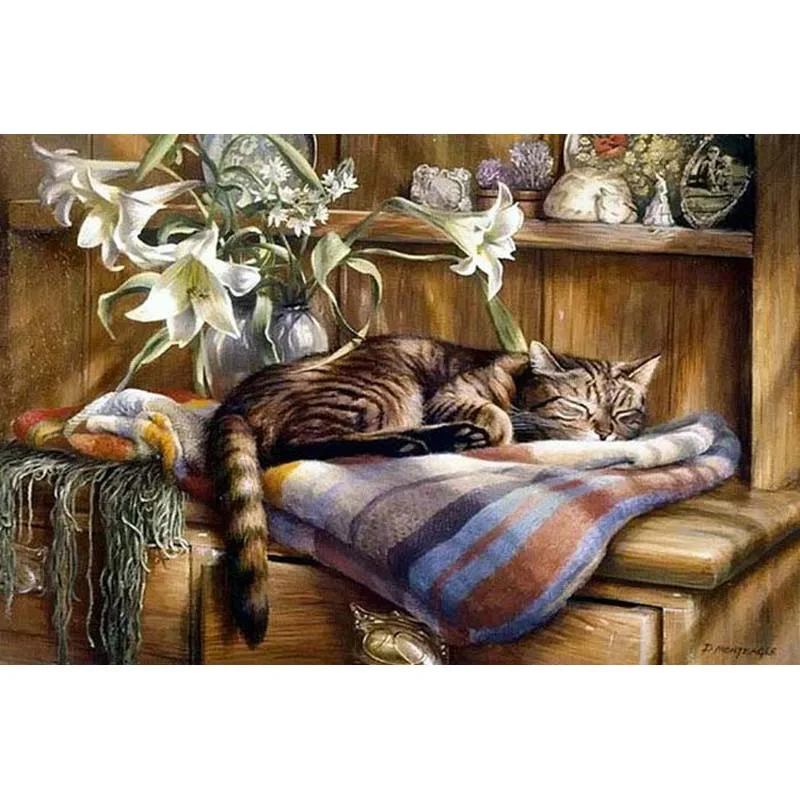 

YIKEE diamond painting A sleeping cat,diamondpainting,mosaic diamond painting K325