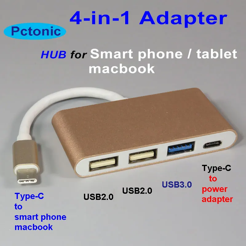 

4 в 1, адаптер-концентратор USB Type-C на USB 3,0