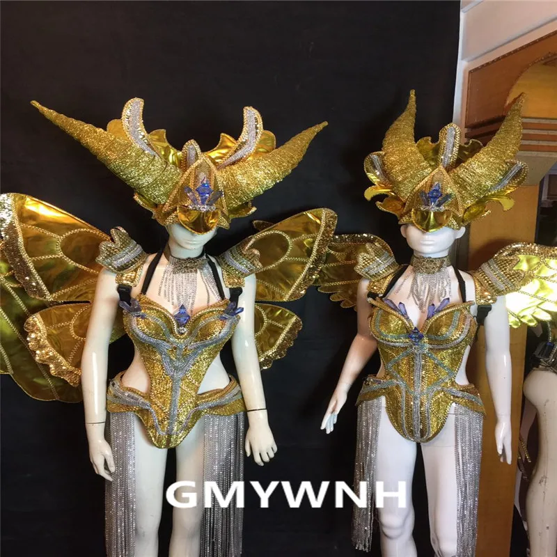 MD07 костюмы для бальных танцев сцены подиума выступлений шоу одежда платье крылья