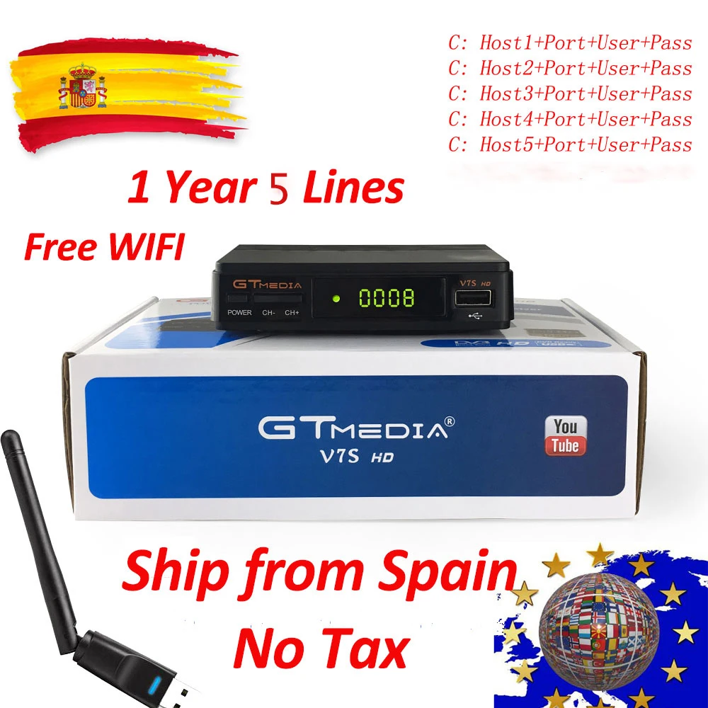 GTMEDIA V7S HD DVB-S2 1080P спутниковый ТВ приемник+ USB wifi CCcam Бразилия Быстрая ТВ тюнер обновление freesat v7 hd рецептор