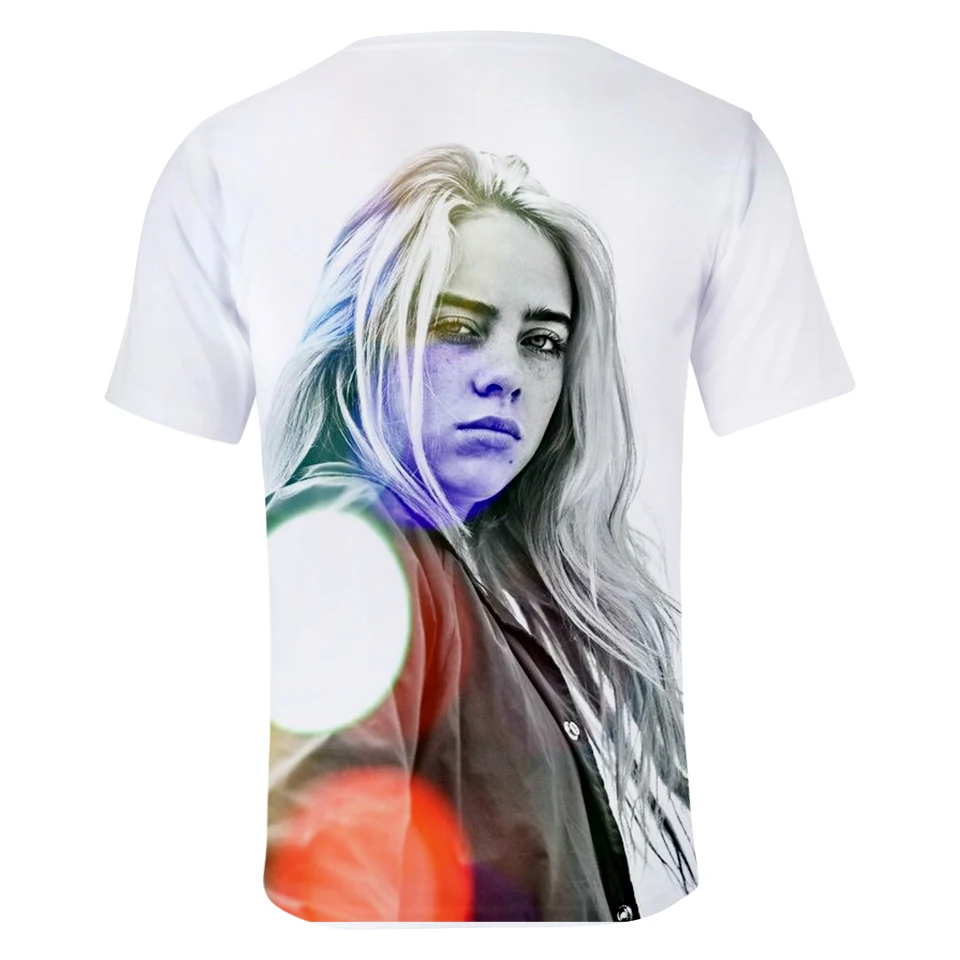 Billie Eilish, новинка, 3D футболка, для мужчин, летняя мода, хип-хоп, Harajuku, повседневная одежда, Billie Eilish, 3D, для девочек, желтая футболка