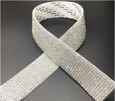 Sliver 12 ROW 60CM Алюминий стекло кристалл сетка аппликация самоклеющиеся сетчатый страз окантовка в рулоне для свадебных платьев ремесла SOWOO - Цвет: Sliver 12 ROW 60CM