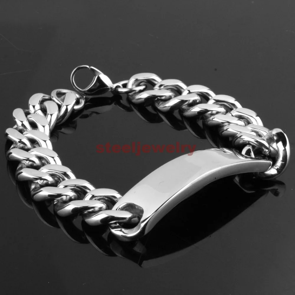 Мужской браслет из нержавеющей стали под серебро и золото 15 мм 9 дюймов|stainless steel