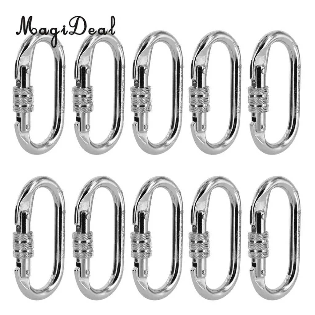 MagiDeal 10 штук овальной формы легированная сталь винтовой замок карабин для