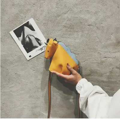 YELLOW Забавная Индивидуальная сумка на плечо с единорогом и динозавром из искусственной кожи для девочек, сумка через плечо, сумка через плечо, модная сумочка с клапаном - Цвет: YELLOW