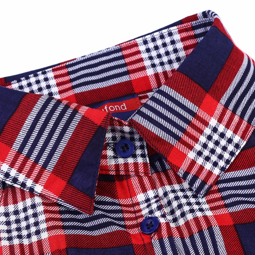 Женская шифоновая блузка Dioufond красная клетчатая с открытыми плечами и отложным