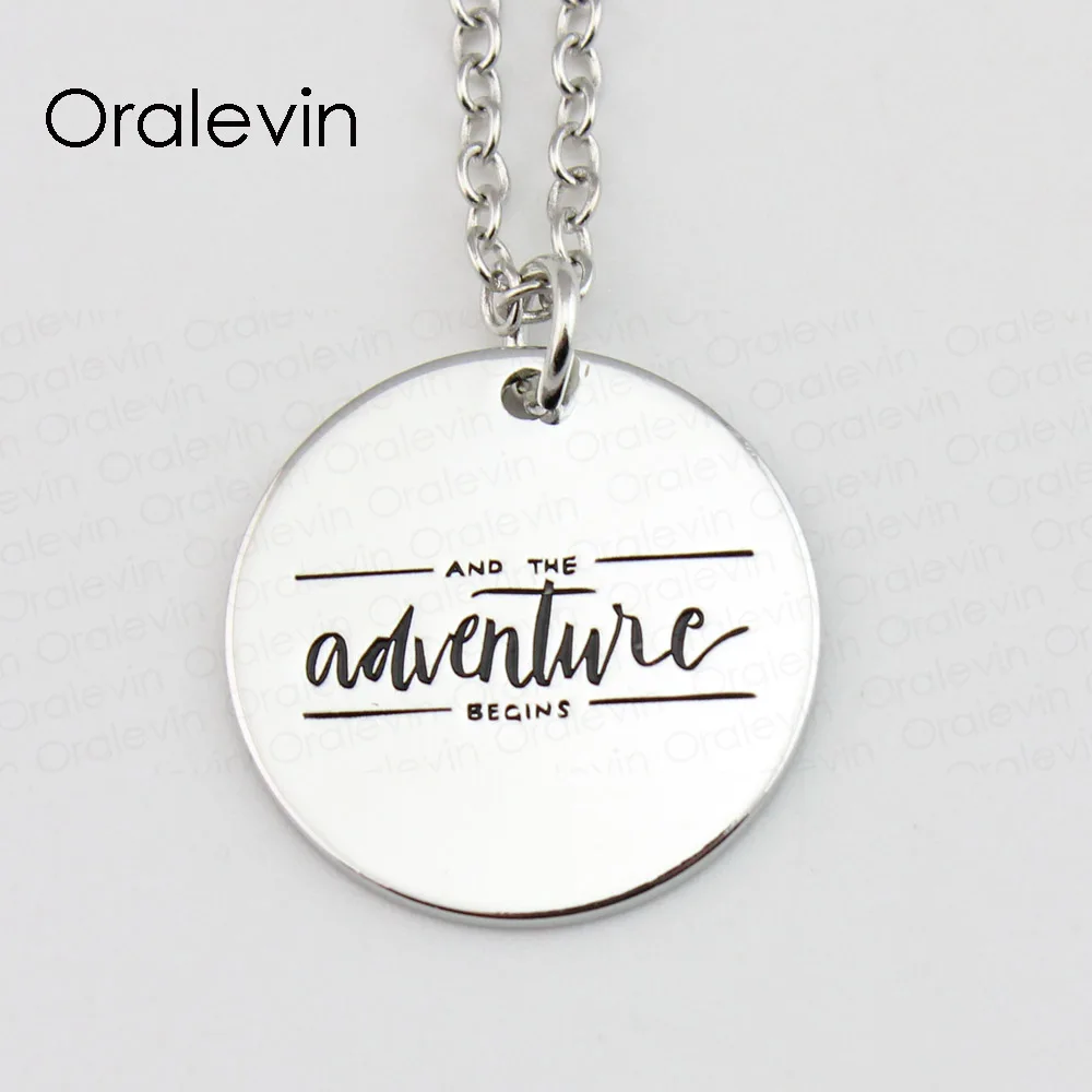 

AND THE ADVENTURE BEGINS Pendant Charms Necklace Gift Jewelry 10Pcs/Lot #LN478