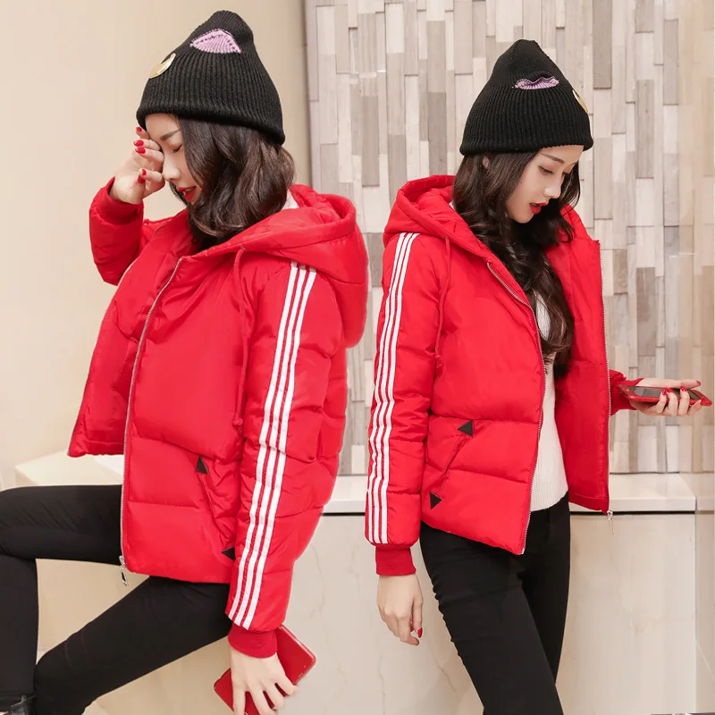 Parkas Jacket Women Autumn Winter Short Coats Solid Hooded Cotton Padded Warm Pockets Female Women's | Женская одежда