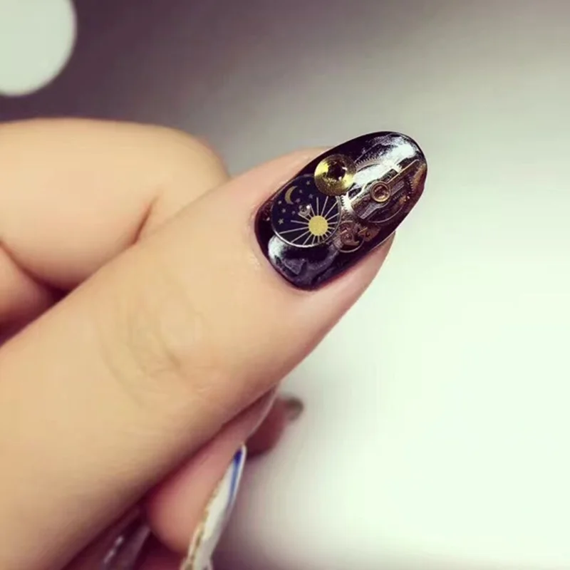 3D Tips Nail Art Watch Parts Skeleton Punk Stud Retro Rock Steam Machine Metal Slice Gear Foils Decoration Tools Manicure 5pcs | Красота и