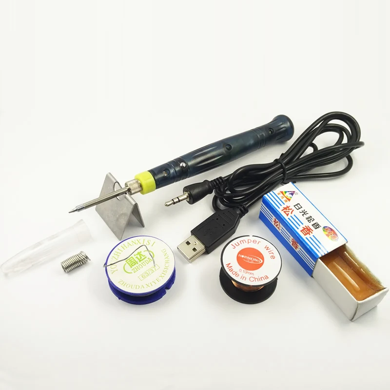Электрический паяльник DGKS, паяльная станция с мини-USB и нагревательным элементом, 6 шт. в комплекте