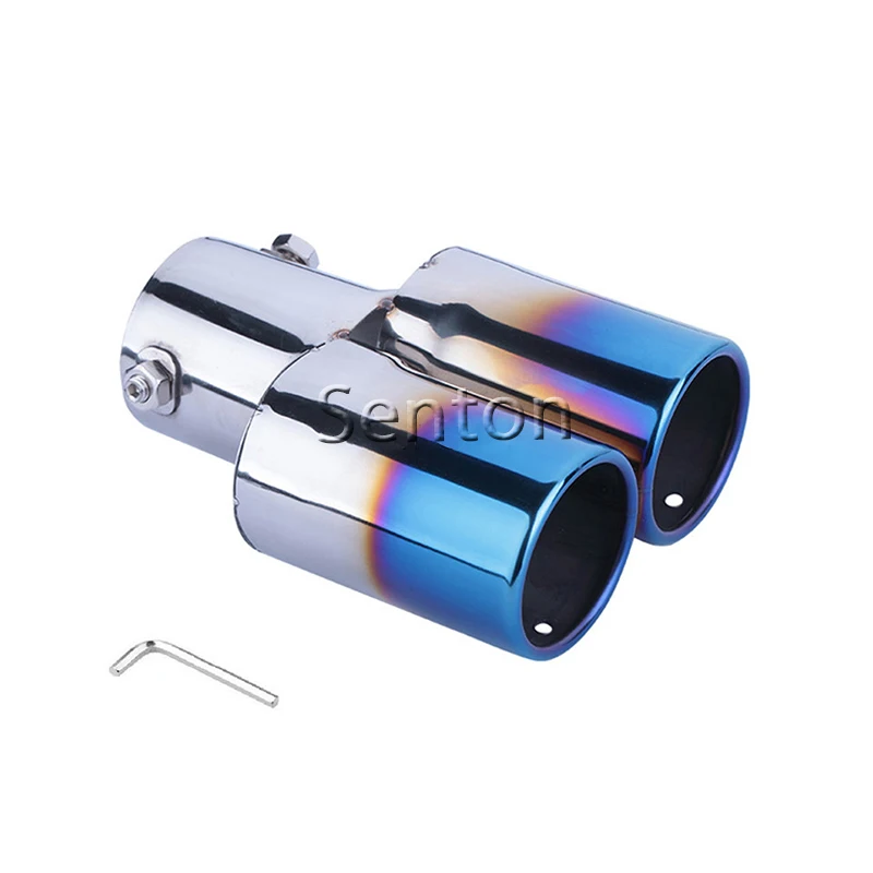 Universal Car Twins Rear Exhaust Muffler Pipe Tip Modification For Kia Rio/Mazda/Chevrolet/Ford/Peugeot/Hyundai/Suzuki/Nissan | Автомобили