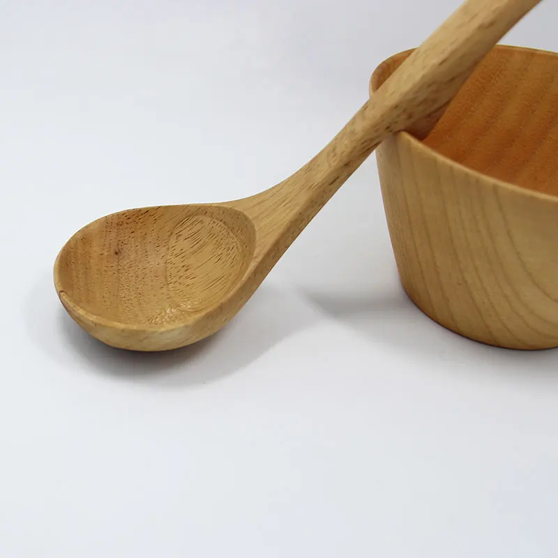 Резиновая деревянной ложкой суп без краски Zakka Стиль большая ложка ковш долго