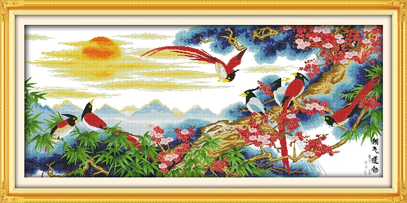 

Vigorous cross stitch kit 14ct 11ct pre stamped canvas cross stitching animal embroidery DIY handmade needlework