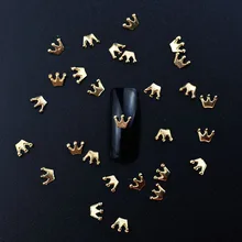 50Pcs Gold Crown 3D Nail Art Decorations Alloy Nail Charms Nails Rhinestones Nail Supplies DIY UV Gel Design New Arrival