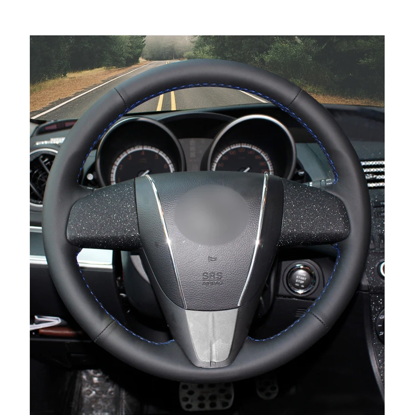 Hand-stitched Black PU Artificial Leather Car Steering Wheel Cover for Mazda 3 Axela 2008-2013 CX-7 CX7 2010-2016 5 | Автомобили и