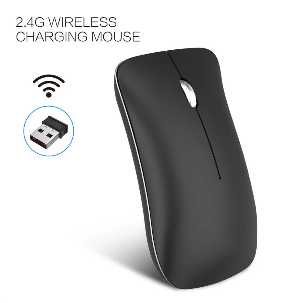 Бесшумная беспроводная мышь 2 4G USB Bluetooth перезаряжаемая мини батарея черный