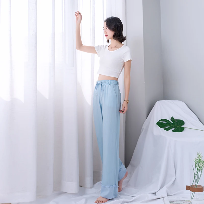 Джинсовые джинсы с кисточками и манжетами лето 2019 Женские Широкие штаны на