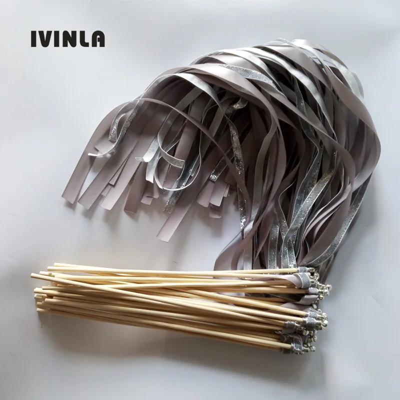 Новинка 50 шт./лот модные свадебные палочки серебряного цвета с блестящими