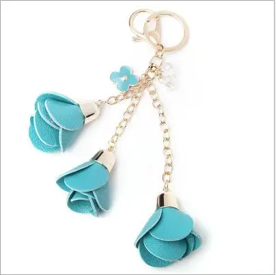 Light Blue Амулеты Кожа Роза из полиуретана брелок с цветами милый кисточкой брелок в виде цветка женские брелоки женская сумка Подвески Ювелирные изделия Llaveros - Цвет: Light Blue