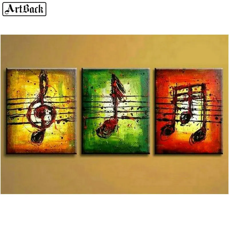 Триптих музыка значок 5d алмазная живопись полный квадратный алмаз в альбомной
