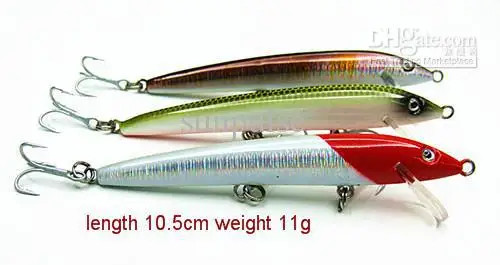

10.5cm/11g floating Herring type baits hard fishing bait minnow plastic lip china hook