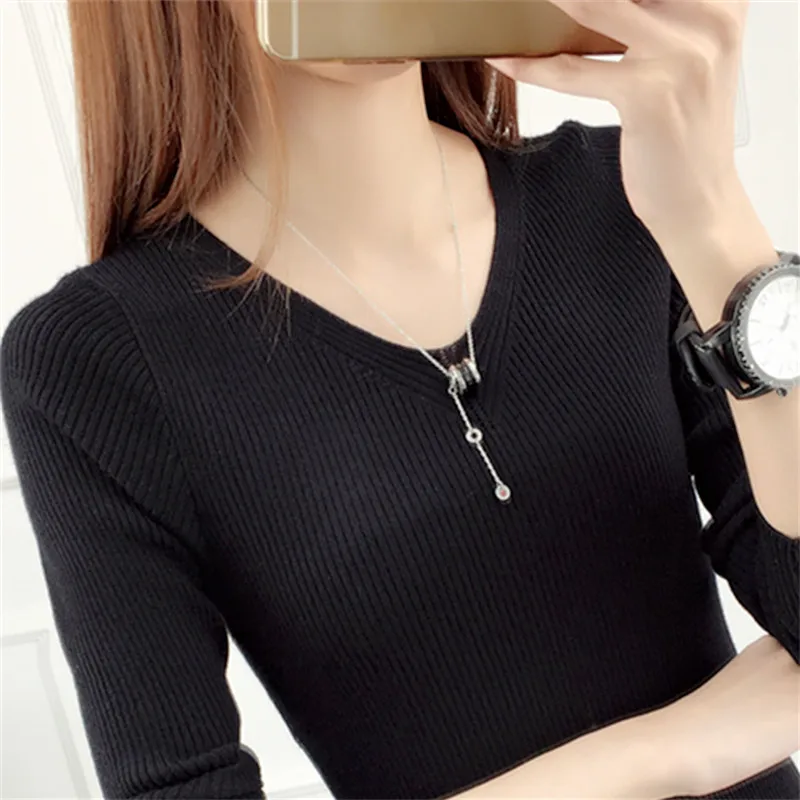 

lady's sweater for women women's pullover sweater women sweaters korean sweater female winter top women winter V neck Pullover