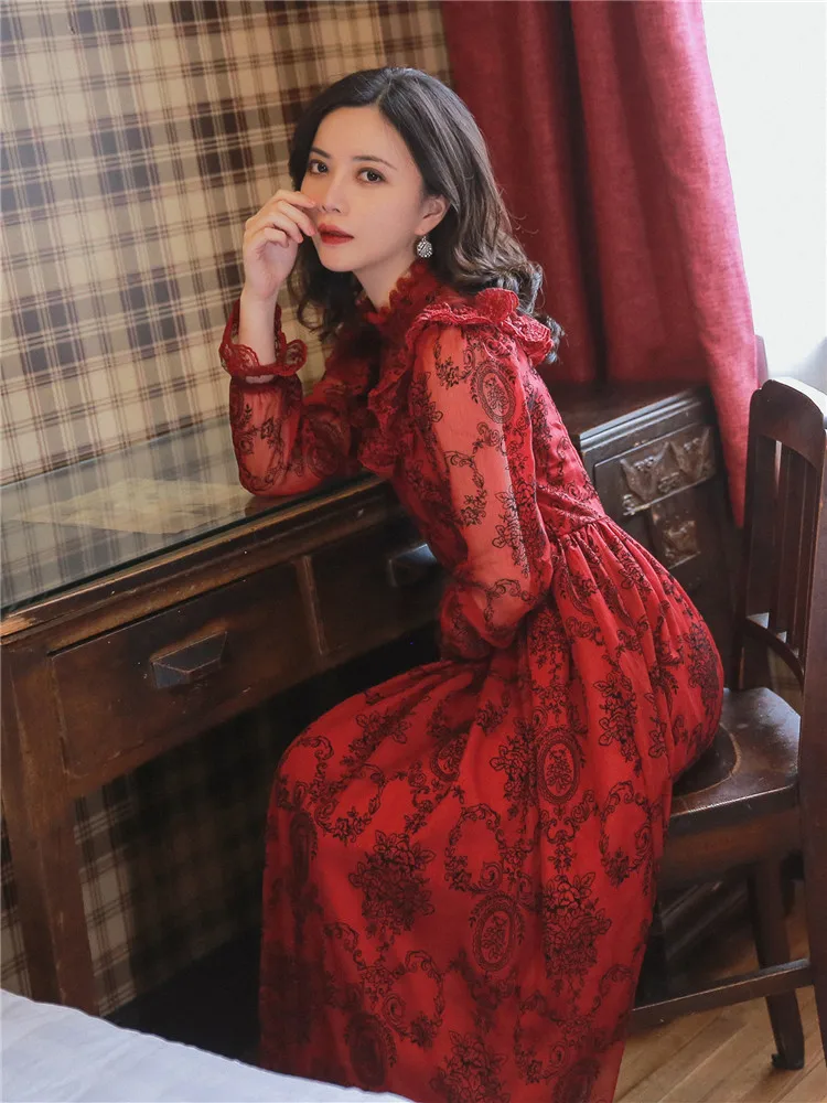 Новый для женщин Винтаж Ретро с цветочным рисунком оборки Лепесток рукавом