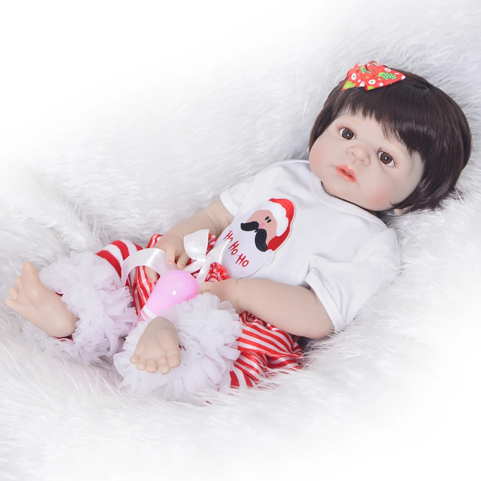 23inch full silicone reborn Bathe Toy NPK Baby-Reborn girl Babies modeling Birthday Christmas Gift Girls Brinquedos toddler | Игрушки и