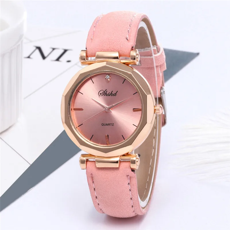 Pink Модные женские кожаные повседневные часы Роскошные Аналоговые кварцевые наручные часы Роскошные повседневные часы женские наручные часы Relogio Feminin N40 - Цвет: Pink