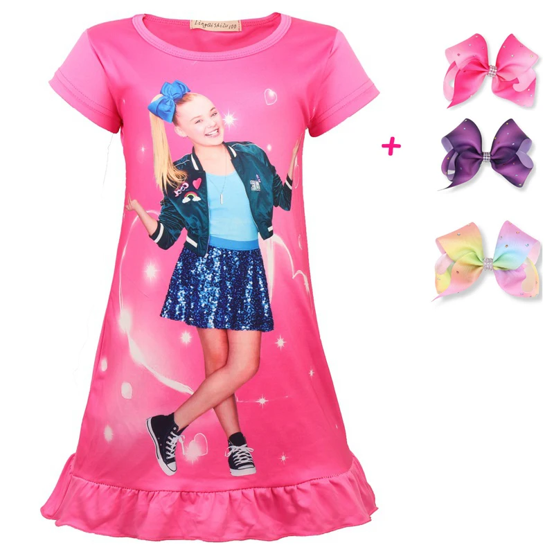 Новые летние платья для девочек Jojo Siwa детская одежда сна дня рождения радужная