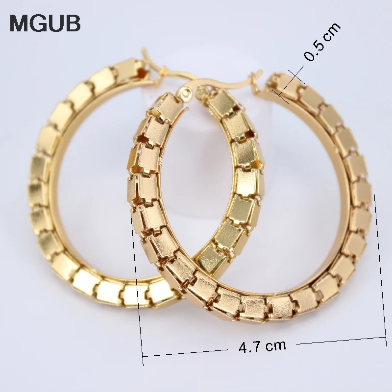 Женские золотистые серьги кольца из нержавеющей стали LH692 круглые модные