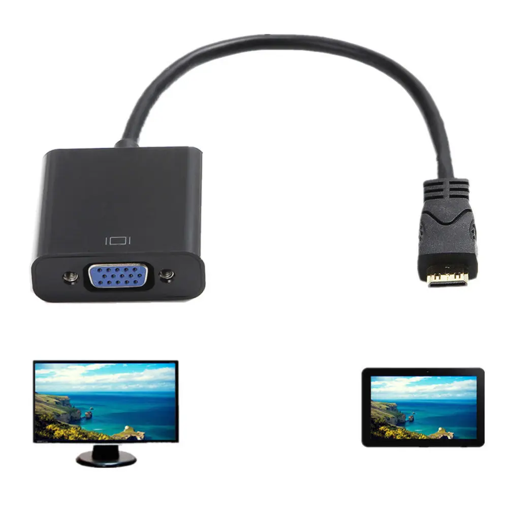Новейший чипсет Mini HDMI совместимый штекер для VGA разъем адаптер видеоконвертера AV