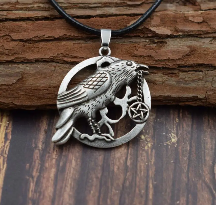 Норсский ворон, ожерелье, ворона, Wicca, языческая луна, пентаграмма, Wicca, Готическая, темная, волшебная защита, ювелирные изделия, норсский, готический, Tali - Окраска металла: 01