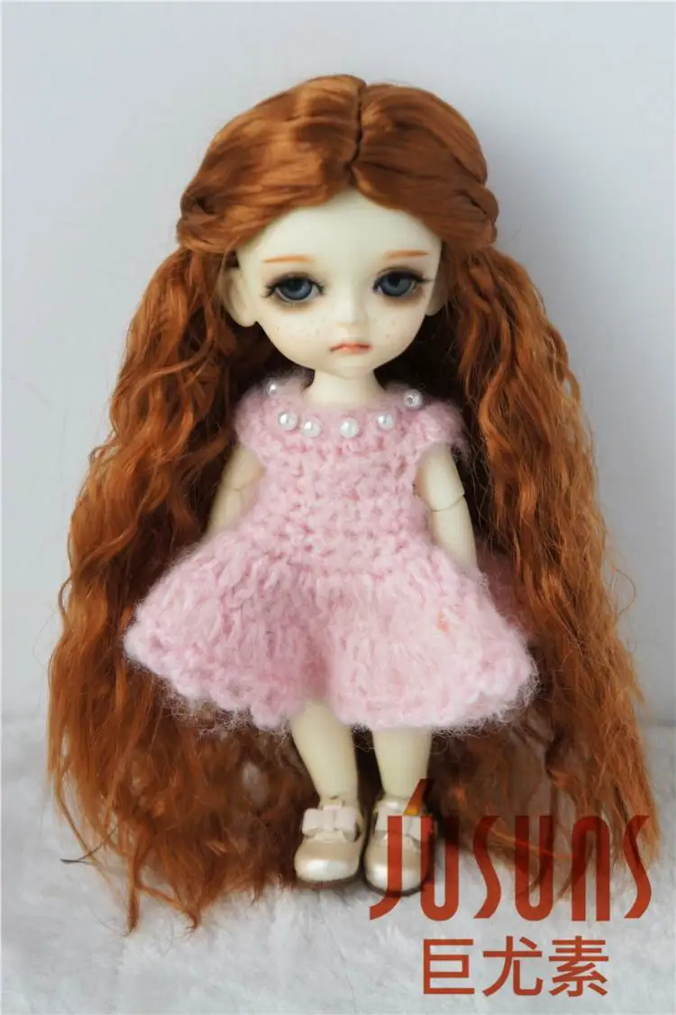 Size 5-6LightCarrot8 JD119 1/12 1/8 1/6 BJD кукольные парики Длинные Принцесса кудрявый парик Размер 4-5 дюймов 5-6 дюймов 6-7 дюймов синтетический мохеровый парик аксессуары для кукол - Цвет: Size 5-6LightCarrot8