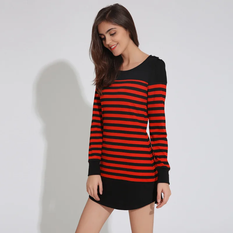 2018 Европа осень зима новый длинный рукав шить полоса женское платье City