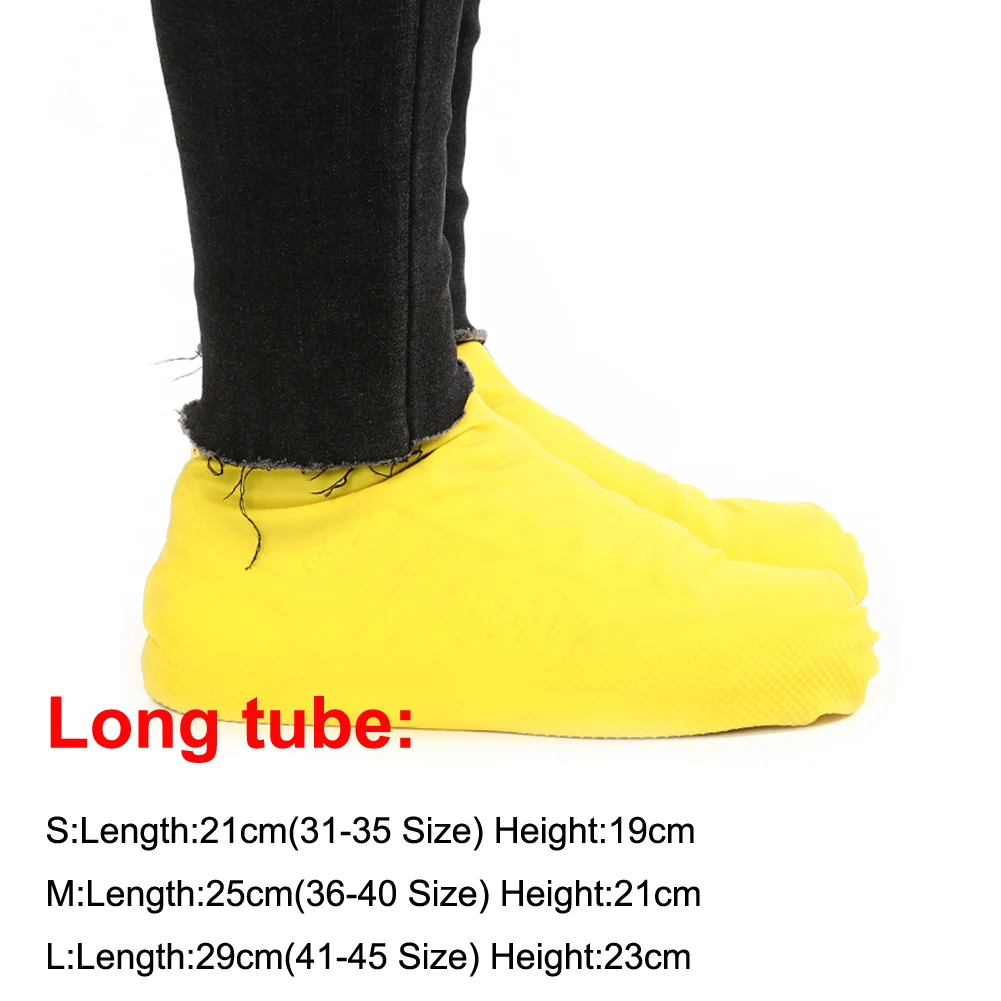 yellow long tube Многоразовые водонепроницаемые резиновые сапоги с высоким голенищем; унисекс; Нескользящие резиновые сапоги из латекса; обувь; аксессуары; S-L - Цвет: yellow long tube