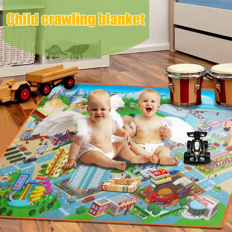 

Children Kids Baby Crawling Blanket Carpet Rug City Life Learn To Walk Road Traffic Play Mat Home YH-17