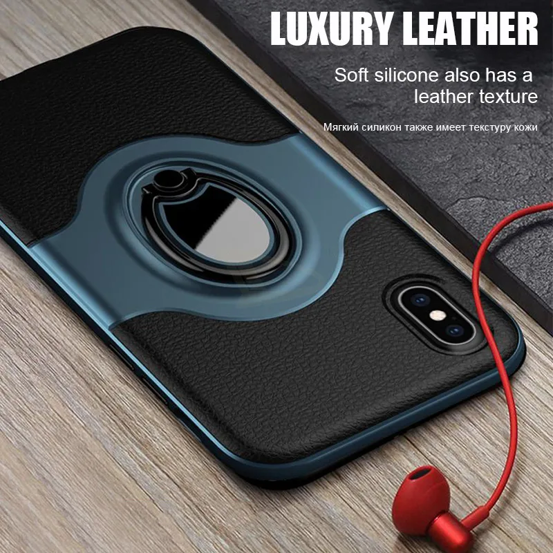 Luxury Leather Soft Silicone Phone Case For IPhone XR XS Max 8 7 6 6s Shockproof Plus Ring Cover |