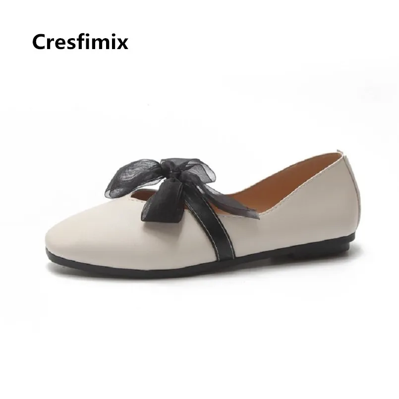 Cresfimix/zapatos de mujer Женские модные белые туфли на плоской подошве из мягкой