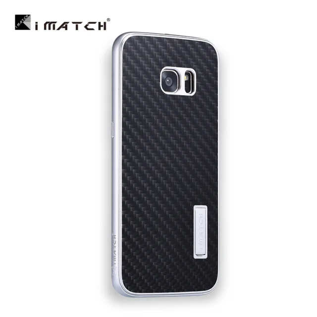 silver bumper black Мода металлический корпус для Samsung Galaxy S7/S7 край крышки Элитная углерода Волокно Телефонные Чехлы для Samsung Galaxy S7 край Fundas - Цвет: silver bumper black
