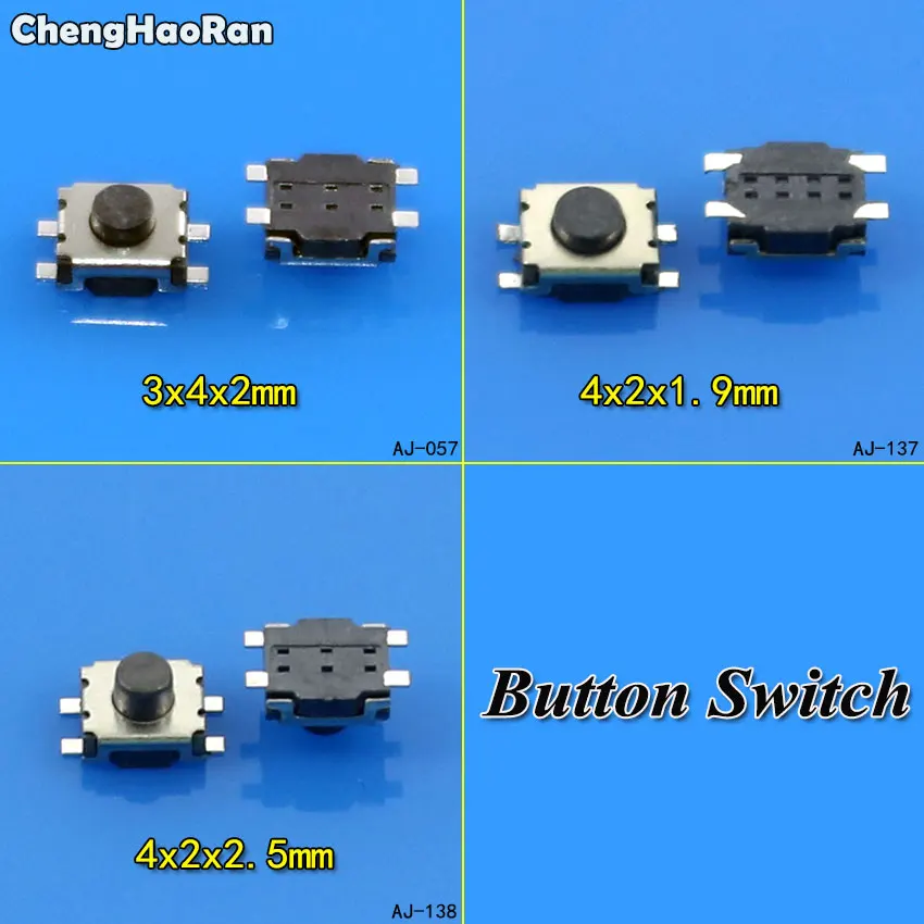 ChengHaoRan 10 шт. 3*4*2/4*2*1 9/4*2*2 5 мм SMD переключатель 4 контактный сенсорный