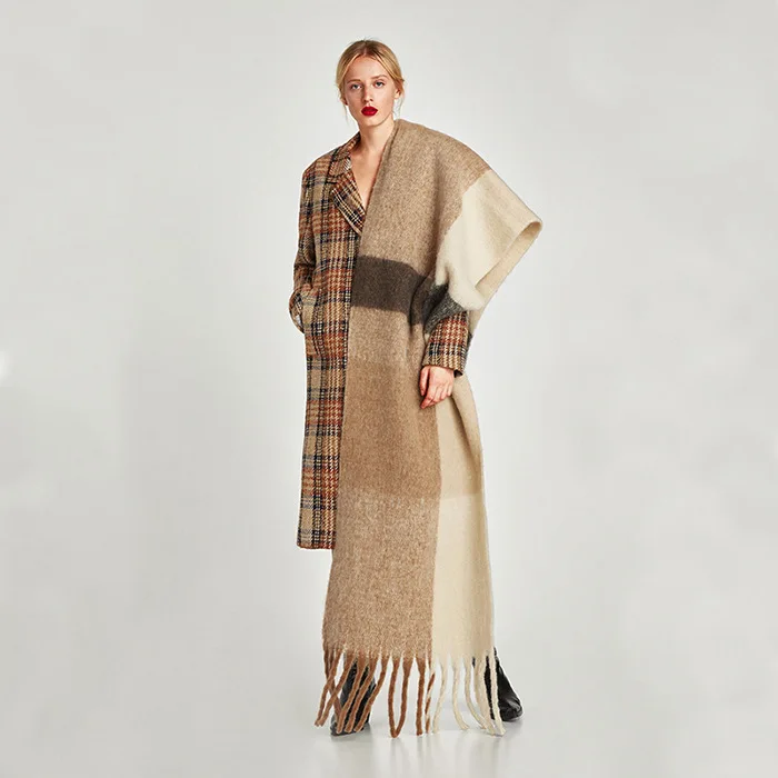 

Luxury Brand New Winter Scarf Women Patchwork Solid Cashmere Scarves Wraps Wram Shawls Female Pashmina Lady Blanket Stoles Hijab