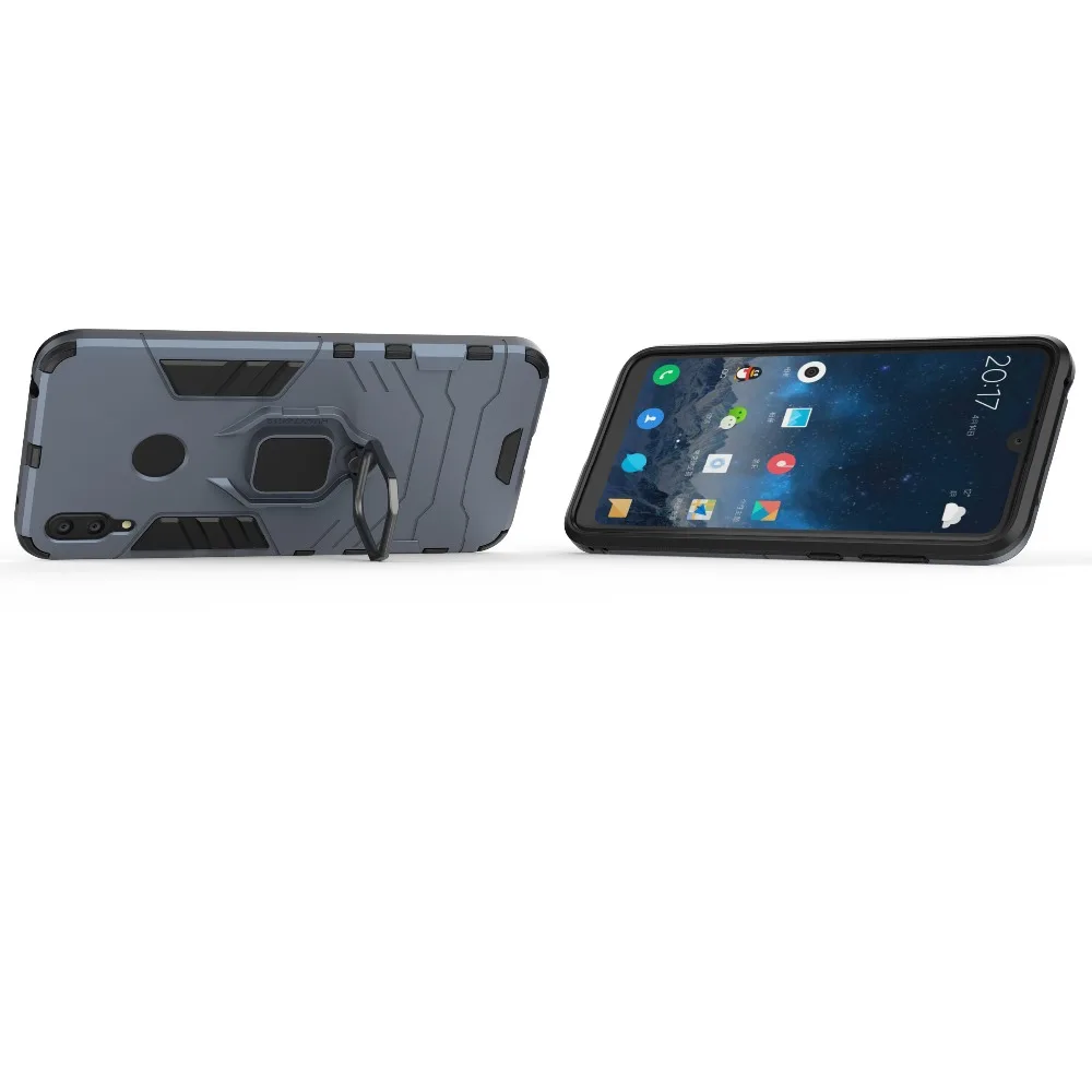 Для huawei Y7 чехол Y7() противоударный металлический палец кольцо держатель стенд гибридный жесткий чехол TPU бампер для huawei Y 7 сумки