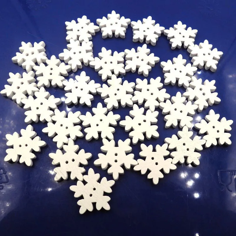 25/50/100pcs 17.5mm White Christmas Snowflake Wooden Buttons Fit Sewing and Scrapbooking DIY Wedding Festive Decoration Supplies | Дом и сад