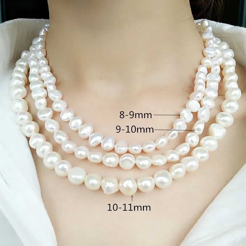 Женский жемчужный комплект из колье и браслета 10 11 мм|jewelry sets|nymph jewelrynymph pearl |