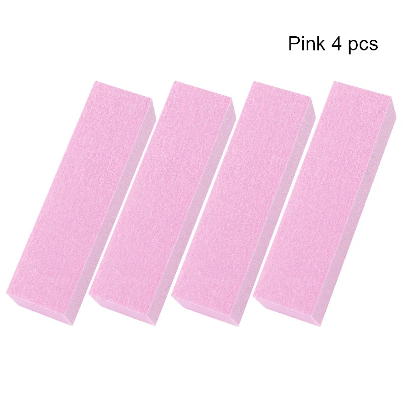 4 Pcs Pink Розовый белый набор напильников для ногтей шлифовальная губка для ногтей шлифовальный маникюр с полировкой набор инструментов для дизайна ногтей аксессуары 4 шт. 10 шт - Цвет: 4 Pcs Pink