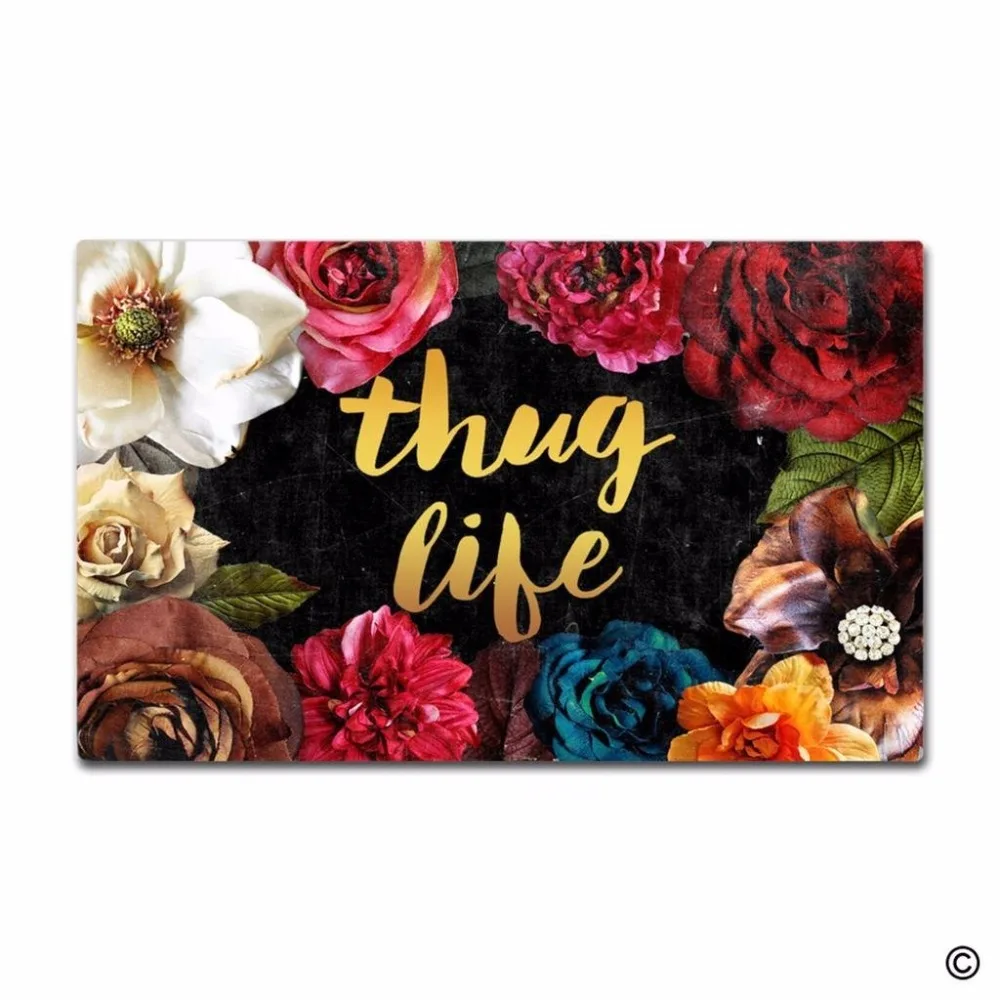 

Doormat Floral Floor Mat Thug Life Indoor Outdoor Doormat (Rubber) 23.6"x15.7"
