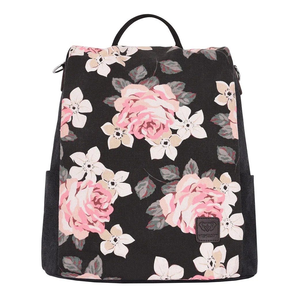 Fashion Floral Women Backpacks Canvas Travel Backpack School Bags For Girls Teenage Hot Sale Summer Student Backpack Canvas Sac