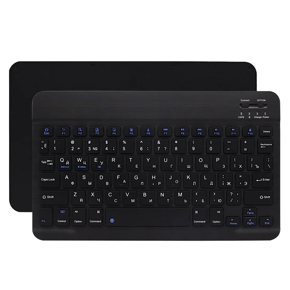 Russian-Black Ultra Slim Алюминий Беспроводной Bluetooth Русская клавиатура для IOS Android Tablet PC Windows для iPad Bluetooth Русская клавиатура - Цвет: Russian-Black