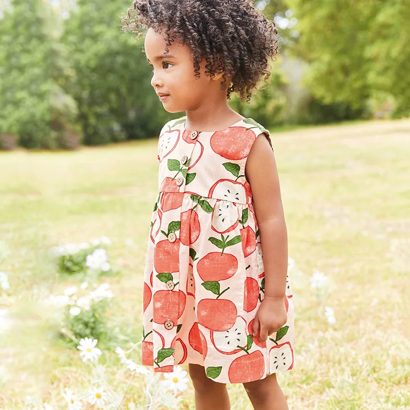 

Summer new European and American brand children's knitted cotton girl's dress sleeveless printed children's dress